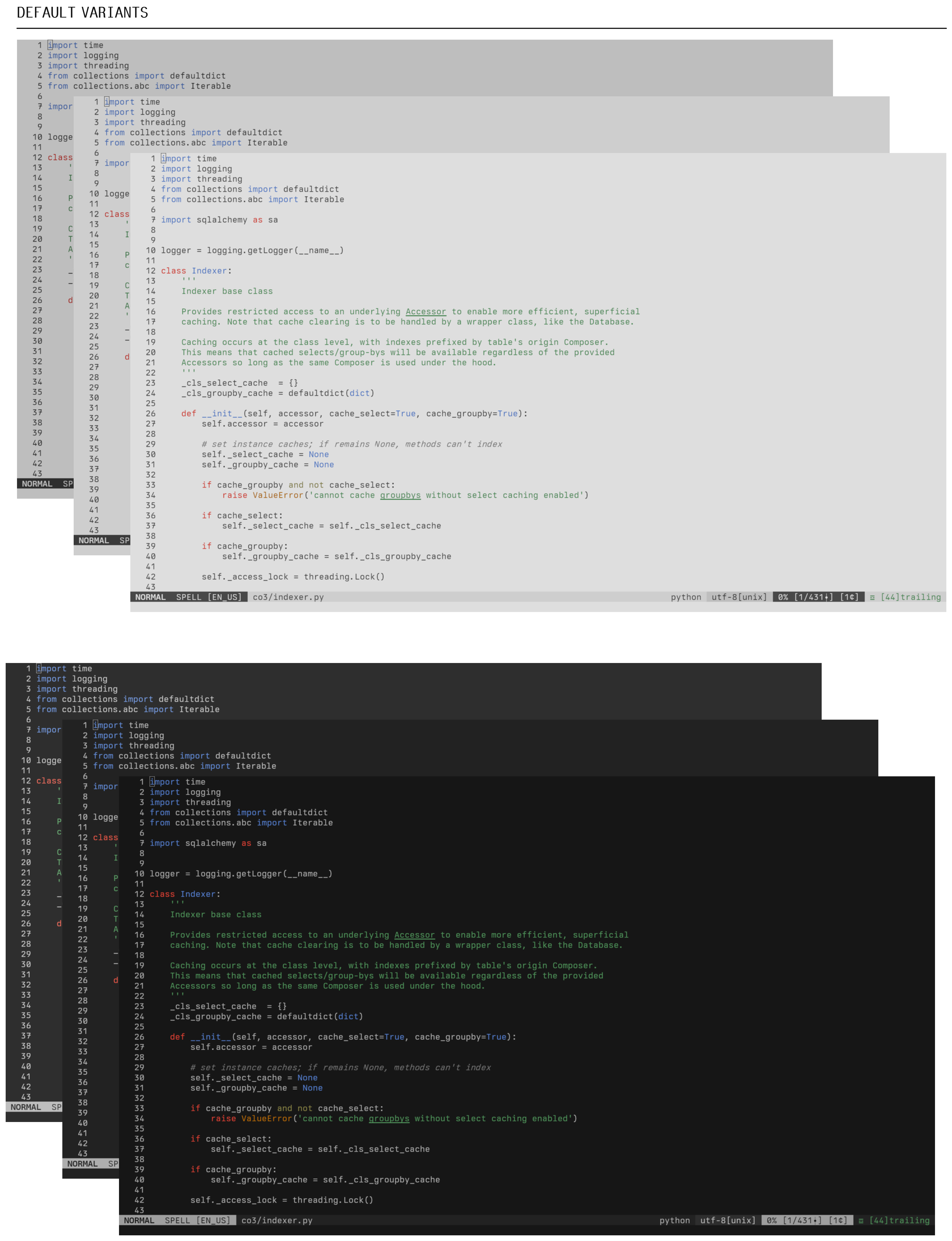 Default light and dark variants